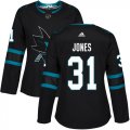 Wholesale Cheap Adidas Sharks #31 Martin Jones Black Alternate Authentic Women's Stitched NHL Jersey