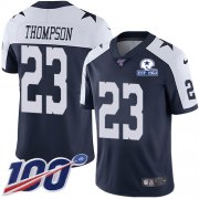 Wholesale Cheap Nike Cowboys #23 Darian Thompson Navy Blue Thanksgiving Men's Stitched With Established In 1960 Patch NFL 100th Season Vapor Untouchable Limited Throwback Jersey