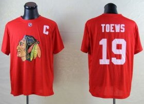 Wholesale Cheap NHL Chicago Blackhawks #19 Jonathan Toews Red T-Shirt