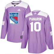 Wholesale Cheap Adidas Rangers #10 Artemi Panarin Purple Authentic Fights Cancer Stitched NHL Jersey