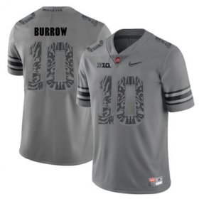 Wholesale Cheap Ohio State Buckeyes 10 Joe Burrow Gray Shadow College Football Jersey