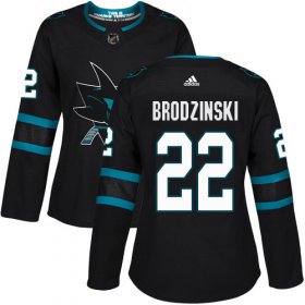 Wholesale Cheap Adidas Sharks #22 Jonny Brodzinski Black Alternate Authentic Women\'s Stitched NHL Jersey