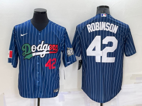 Wholesale Cheap Mens Los Angeles Dodgers #42 Jackie Robinson Number Navy Blue Pinstripe 2020 World Series Cool Base Nike Jersey