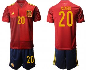 Wholesale Cheap Men 2021 European Cup Spain home red 20 Soccer Jersey