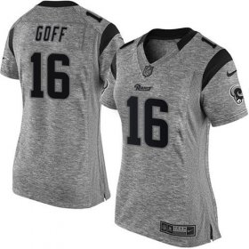 Wholesale Cheap Nike Rams #16 Jared Goff Gray Women\'s Stitched NFL Limited Gridiron Gray Jersey