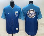 Cheap Men's Kansas City Royals Big Logo Nike Blue Fade Stitched Jersey