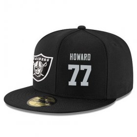 Wholesale Cheap Oakland Raiders #77 Austin Howard Snapback Cap NFL Player Black with Silver Number Stitched Hat
