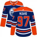 Wholesale Cheap Adidas Oilers #97 Connor McDavid Royal Alternate Authentic Women's Stitched NHL Jersey