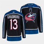 Wholesale Cheap Men's Columbus Blue Jackets #13 Johnny Gaudreau Navy 2022 Reverse Retro Stitched Jersey