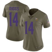 Wholesale Cheap Nike Vikings #14 Stefon Diggs Olive Women's Stitched NFL Limited 2017 Salute to Service Jersey