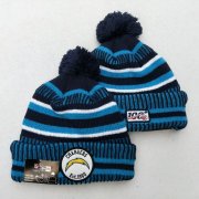 Wholesale Cheap Chargers Team Logo Blue 100th Season Pom Knit Hat YD