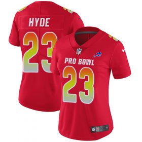 Wholesale Cheap Nike Bills #23 Micah Hyde Red Women\'s Stitched NFL Limited AFC 2018 Pro Bowl Jersey