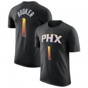 Cheap Men's Phoenix Suns #1 Devin Booker Black 2022-23 Statement Edition Name & Number T-Shirt