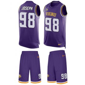 Wholesale Cheap Nike Vikings #98 Linval Joseph Purple Team Color Men\'s Stitched NFL Limited Tank Top Suit Jersey
