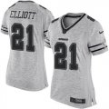 Wholesale Cheap Nike Cowboys #21 Ezekiel Elliott Gray Women's Stitched NFL Limited Gridiron Gray II Jersey