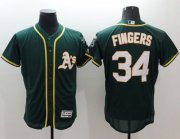Wholesale Cheap Athletics #34 Rollie Fingers Green Flexbase Authentic Collection Stitched MLB Jersey