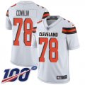 Wholesale Cheap Nike Browns #78 Jack Conklin White Youth Stitched NFL 100th Season Vapor Untouchable Limited Jersey