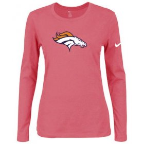 Wholesale Cheap Women\'s Nike Denver Broncos Of The City Long Sleeve Tri-Blend NFL T-Shirt Pink
