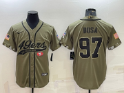 Wholesale Cheap Men's San Francisco 49ers #97 Nick Bosa 2022 Olive Salute to Service Cool Base Stitched Baseball Jersey