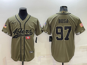 Wholesale Cheap Men\'s San Francisco 49ers #97 Nick Bosa 2022 Olive Salute to Service Cool Base Stitched Baseball Jersey