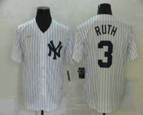 Wholesale Cheap Men\'s New York Yankees #3 Babe Ruth White Throwback Stitched MLB Cool Base Nike Jersey