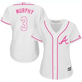 Wholesale Cheap Braves #3 Dale Murphy White/Pink Fashion Women\'s Stitched MLB Jersey