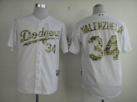 Wholesale Cheap Dodgers #34 Fernando Valenzuela White USMC Cool Base Stitched MLB Jersey