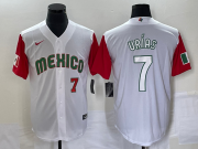 Wholesale Cheap Men's Mexico Baseball #7 Julio Urias Number 2023 White Red World Classic Stitched Jersey 35
