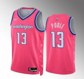 Wholesale Cheap Men\'s Washington Wizards #13 Jordan Poole Pink Cherry Blossom City Edition Limited Stitched Basketball Jersey