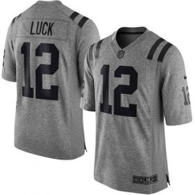 Wholesale Cheap Nike Colts #12 Andrew Luck Gray Men\'s Stitched NFL Limited Gridiron Gray Jersey