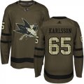 Wholesale Cheap Adidas Sharks #65 Erik Karlsson Green Salute to Service Stitched Youth NHL Jersey