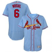 Wholesale Cheap Cardinals #6 Stan Musial Light Blue Flexbase Authentic Collection Stitched MLB Jersey