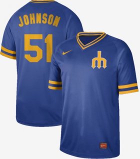 Wholesale Cheap Nike Mariners #51 Randy Johnson Royal Authentic Cooperstown Collection Stitched MLB Jersey