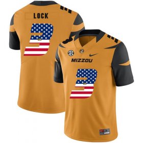 Wholesale Cheap Missouri Tigers 3 Drew Lock Gold USA Flag Nike College Football Jersey