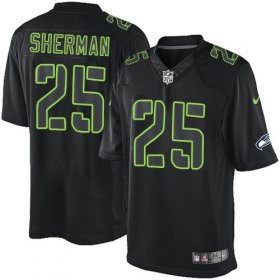 Wholesale Cheap Nike Seahawks #25 Richard Sherman Black Men\'s Stitched NFL Impact Limited Jersey