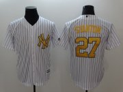 Wholesale Cheap Men New York Yankees 27 Stanton White yellow Game 2021 MLB Jersey