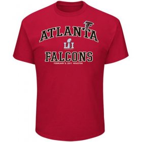 Wholesale Cheap Men\'s Atlanta Falcons Majestic Red Super Bowl LI Bound Heart & Soul Going to the Super Bowl T-Shirt