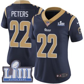 Wholesale Cheap Nike Rams #22 Marcus Peters Navy Blue Team Color Super Bowl LIII Bound Women\'s Stitched NFL Vapor Untouchable Limited Jersey