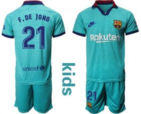 Wholesale Cheap Barcelona #21 F.De Jong Third Kid Soccer Club Jersey