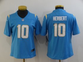 Wholesale Cheap Women\'s Los Angeles Chargers #10 Justin Herbert Light Blue 2020 NEW Vapor Untouchable Stitched NFL Nike Limited Jersey