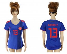 Wholesale Cheap Women\'s Colombia #13 Gonzalez Away Soccer Country Jersey
