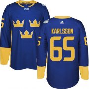 Wholesale Cheap Team Sweden #65 Erik Karlsson Blue 2016 World Cup Stitched NHL Jersey