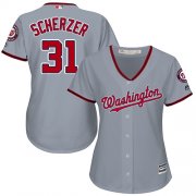 Wholesale Cheap Nationals #31 Max Scherzer Grey Road Women's Stitched MLB Jersey