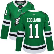 Cheap Adidas Stars #11 Andrew Cogliano Green Home Authentic Women's Stitched NHL Jersey