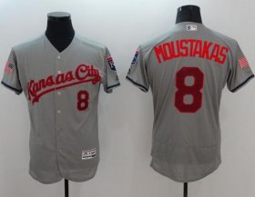 Wholesale Cheap Royals #8 Mike Moustakas Grey Fashion Stars & Stripes Flexbase Authentic Stitched MLB Jersey