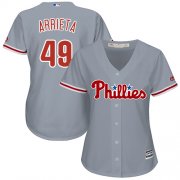Wholesale Cheap Phillies #49 Jake Arrieta Grey Road Women's Stitched MLB Jersey
