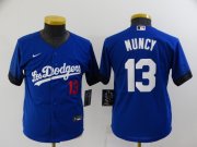 Wholesale Cheap Youth Los Angeles Dodgers #13 Max Muncy Blue 2021 City Connect Number Cool Base Stitched Jersey
