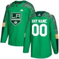 Wholesale Cheap Men's Adidas Los Angeles Kings Personalized Green St. Patrick's Day Custom Practice NHL Jersey