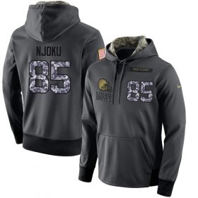 Wholesale Cheap NFL Men\'s Nike Cleveland Browns #85 David Njoku Stitched Black Anthracite Salute to Service Player Performance Hoodie