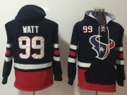Wholesale Cheap Nike Texans #99 J.J. Watt Navy Blue/Red Name & Number Pullover NFL Hoodie